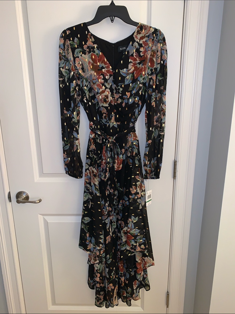 MSK Floral Long Sleeve Maxi Dress - Large - NWT